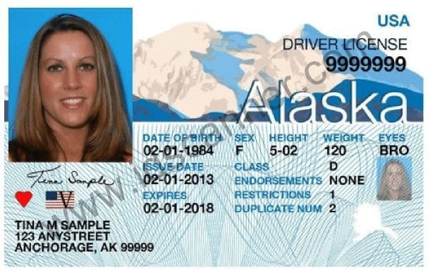 Alaska Drivers License Front 2014