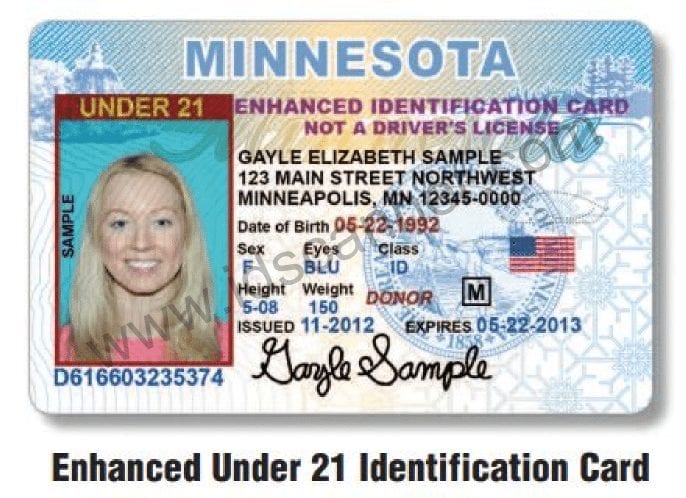 MN Enhanced ID Card Under 21 Front