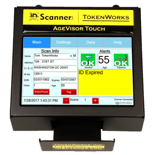 agevisor touch stationary id scanner with data on screen