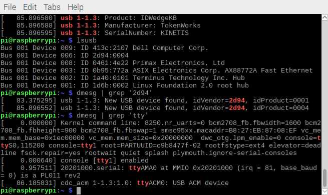 dmesg grep 'tty' idwedgekb serial linux