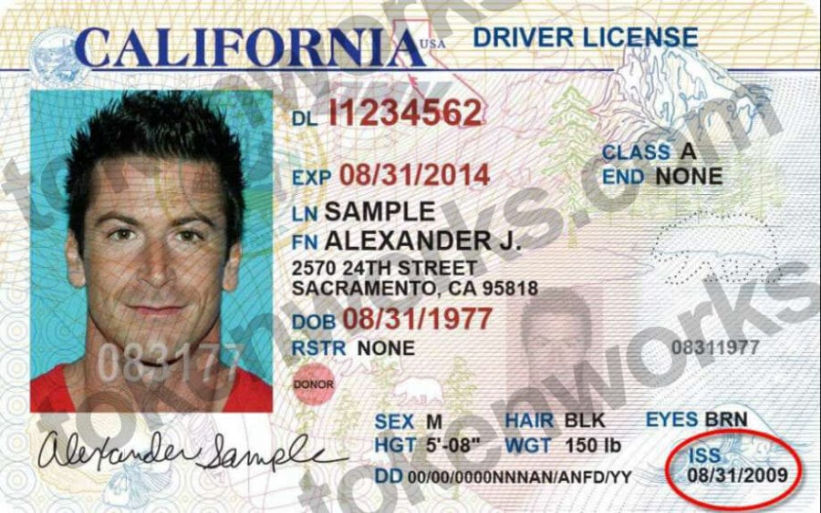 Current Non REAL ID compliant California Driver's License Design