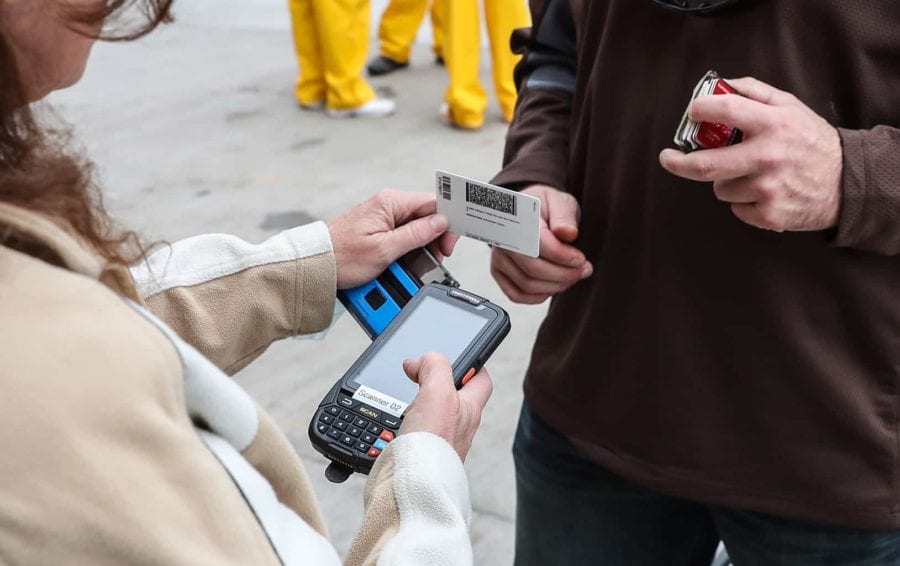 Scanning Drivers License at University of Wyoming Football Stadium