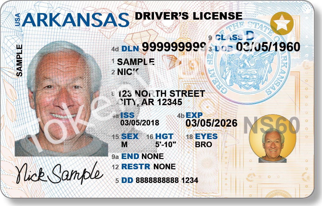 New Arkansas Driver License (Watermark)