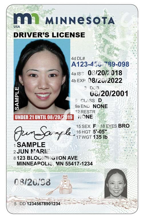 New Minnesota Vertical Driver License