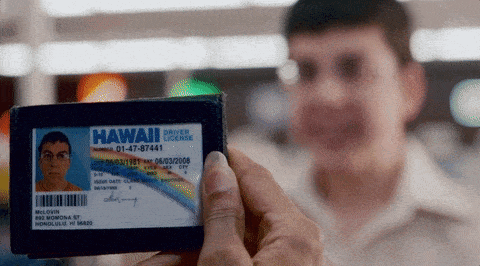 From the movie 'Superbad', McLovin tries to illegally purchase alcohol with a clearly fake ID.