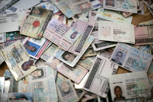 a stack of id cards