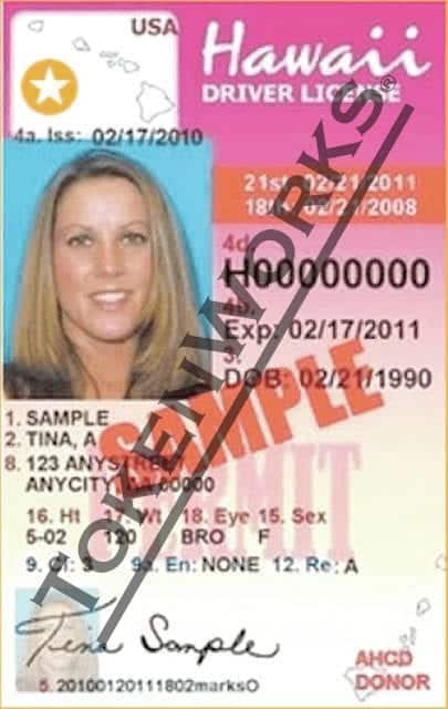 hawaii real id driver license vertical