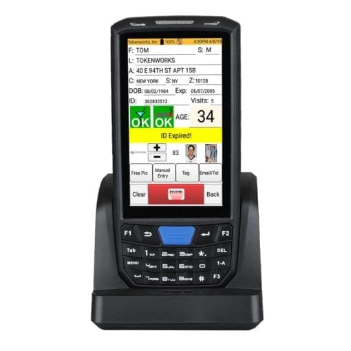 IDVisor Smart V2 handheld ID scanner in charging cradle 1080x1080