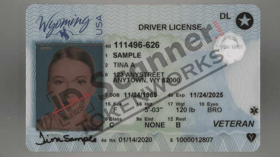 Wyoming new driver license with REAL ID and other security features