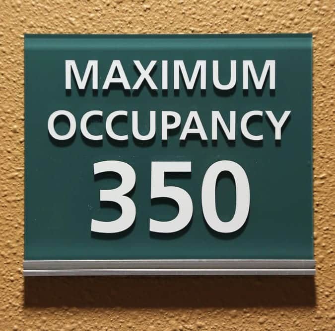 maximum occupancy 350 sign