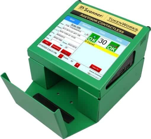 agevisor contactless zero contact ID scanner green color