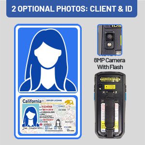 Capture 2 photos of a customer for records - one of their id and one of them