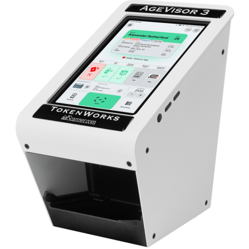 Age Visor 3 ID Scanner for Age Verification and Fake ID Detection - Right Angle - White