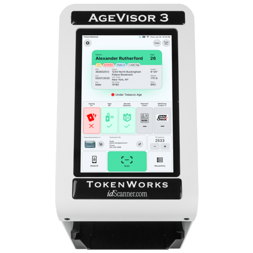 Age Visor 3 ID Scanner for Age Verification and Fake ID Detection - Top - White