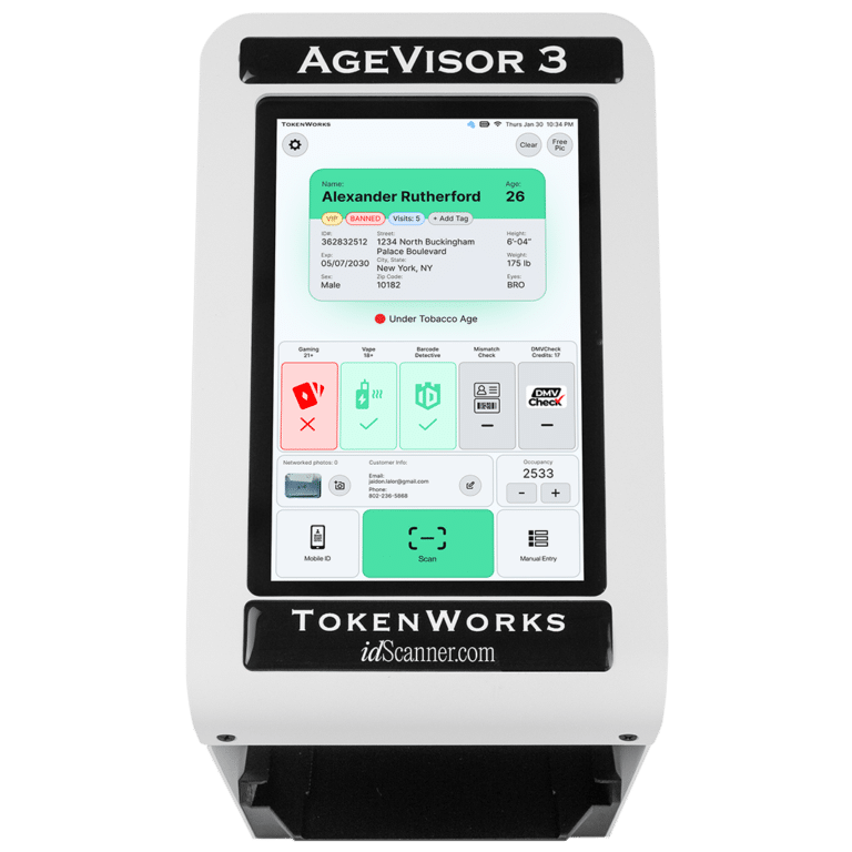 Age Visor 3 ID Scanner for Age Verification and Fake ID Detection - Top - White